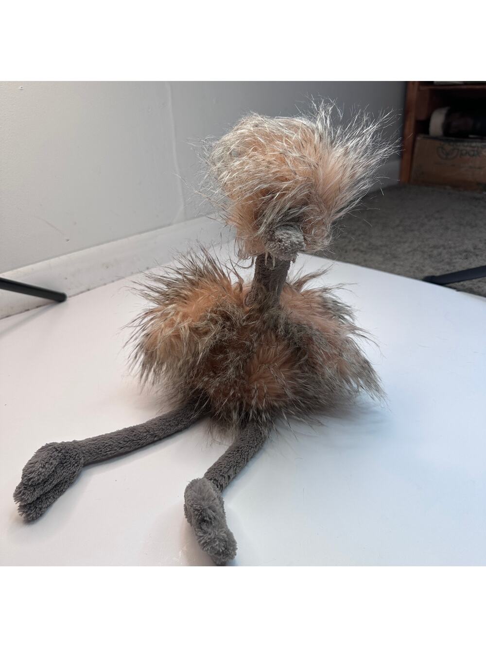 Jellycat Odette Pink Gray Fluffy Ostrich Plush